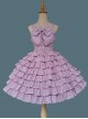 Multi-Layered Cake Skirt Series Bowknot Decoration Plaid Print Daily All-Match Classic Lolita Sleeveless Dress