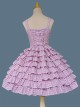 Multi-Layered Cake Skirt Series Bowknot Decoration Plaid Print Daily All-Match Classic Lolita Sleeveless Dress