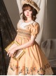 Pastoral Style Round Neck Rose Embroidery Floral Stripe Stitching Pure Color Classic Lolita Short Sleeved Dress