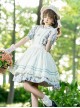 Pastoral Style Blueberry Print Detachable Apron Cute Puff Sleeve Sweet Lolita Short Sleeve Dress Set