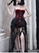 Hell Alice Series Gothic Style Sexy Black Red Velvet Binding Band Fishbone Corset Set