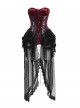 Hell Alice Series Gothic Style Sexy Black Red Velvet Binding Band Fishbone Corset Set