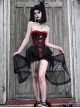 Hell Alice Series Gothic Style Sexy Black Red Velvet Binding Band Fishbone Corset Set