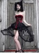 Hell Alice Series Gothic Style Sexy Black Red Velvet Binding Band Fishbone Corset Set