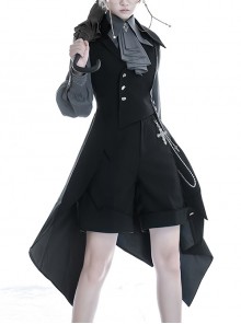 Red Shadow Series Irregular Retro Lolita Medieval Ouji Fashion Black Vest