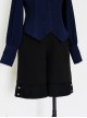 Black And Blue Series Ouji Fashion Casual Retro Little Prince Lolita Straight Jacquard Black Suit Short Pants