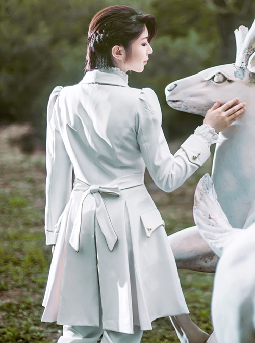 Immortal Black And White Rose Series Handsome Elegant Retro Metal Button Ouji Fashion Lolita Wind Coat