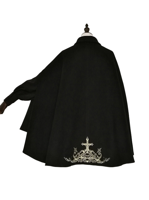 Hell Poetry Series Retro Medieval Heavy Industry Embroidered Bowknot Front Short Back Long Ouji Fashion Wool Cloak