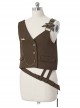 Secret Morning Post Series Ouji Fashion Retro Cute Sweet Cool Plaid Bownot Coffee Color Women Vest