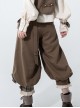 Secret Morning Post Series Lantern Design Trouser Legs Ouji Fashion Retro Cute Sweet Cool Plaid Bownot Coffee Color Women Cropped Pants