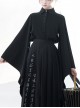 Pomegranate Note Series Pointed Collar Retro Chinese Style Design Large Sleeves Ouji Fashion Black Top Shirt