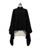 Pomegranate Note Series Pointed Collar Retro Chinese Style Design Large Sleeves Ouji Fashion Black Top Shirt