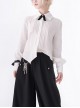 Secret Morning Post Series Ouji Fashion Pale Square Collar Retro Cute Black Bowknot Long Sleeve Shirt