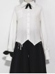 Secret Morning Post Series Ouji Fashion Pale Square Collar Retro Cute Black Bowknot Long Sleeve Shirt