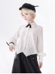 Secret Morning Post Series Ouji Fashion Pale Square Collar Retro Cute Black Bowknot Long Sleeve Shirt