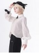 Secret Morning Post Series Ouji Fashion Pale Square Collar Retro Cute Black Bowknot Long Sleeve Shirt