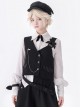 Secret Morning Post Series Dark Version V Neck Design Bowknot Decoration Buttons Ouji Fashion Black Vest