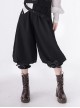 Secret Morning Post Series Dark Version Striped Bowknot Decoration Buttons Ouji Fashion Black Cropped Bloomers