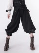 Secret Morning Post Series Dark Version Striped Bowknot Decoration Buttons Ouji Fashion Black Cropped Bloomers