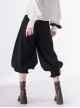 Secret Morning Post Series Dark Version Striped Bowknot Decoration Buttons Ouji Fashion Black Cropped Bloomers