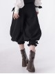 Secret Morning Post Series Dark Version Striped Bowknot Decoration Buttons Ouji Fashion Black Cropped Bloomers