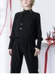 Bucket Turn Series Elegant Vintage Stand Collar Round Neck Gothic Ouji Fashion Metal Button Black Long Sleeve Shirt