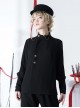 Bucket Turn Series Elegant Vintage Stand Collar Round Neck Gothic Ouji Fashion Metal Button Black Long Sleeve Shirt