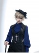 Black And Blue Series Ouji Fashion Gothic Lolita Retro Handmade Flower Gem Bownot Lace Black Top Hat