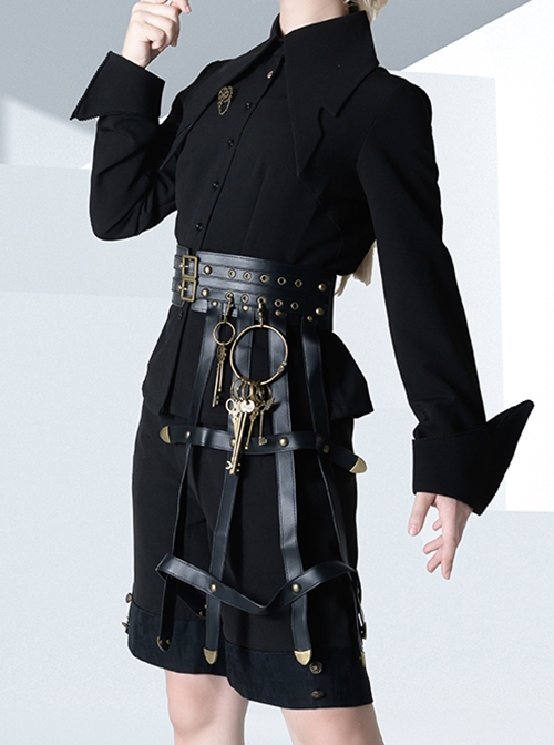 Ouji Fashion Steampunk Gothic Dark Key Ring Decoration Corset Waist Pendant Black Girdle Accessories