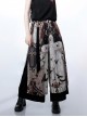 Night Instructions Series Loose Casual Cross Chain Raven Gothic Print With Inside Side Pockets Ouji Fashion Trousers