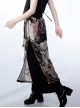 Night Instructions Series Loose Casual Cross Chain Raven Gothic Print With Inside Side Pockets Ouji Fashion Trousers