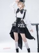 Rabbit Theater Series Checkerboard Version Ouji Fashion Slim Irregular Hem Checkerboard Pattern Design Bownot Decoration Black Corset