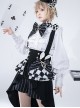 Rabbit Theater Series Checkerboard Version Ouji Fashion Slim Irregular Hem Checkerboard Pattern Design Bownot Decoration Black Corset