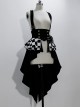 Rabbit Theater Series Checkerboard Version Ouji Fashion Slim Irregular Hem Checkerboard Pattern Design Bownot Decoration Black Corset