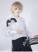 Rabbit Theater Series Checkerboard Ouji Fashion Layered Collar Elaborate Ruffle Cuffs White Long Sleeve Shirt