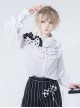 Rabbit Theater Series Checkerboard Ouji Fashion Layered Collar Elaborate Ruffle Cuffs White Long Sleeve Shirt