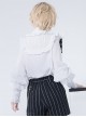 Rabbit Theater Series Checkerboard Ouji Fashion Layered Collar Elaborate Ruffle Cuffs White Long Sleeve Shirt