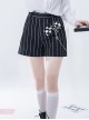 Rabbit Theater Series Checkerboard Edition Simple Daily Gray White Stripe Design Ouji Fashion Black Shorts