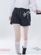 Rabbit Theater Series Checkerboard Edition Simple Daily Gray White Stripe Design Ouji Fashion Black Shorts