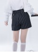 Rabbit Theater Series Checkerboard Edition Simple Daily Gray White Stripe Design Ouji Fashion Black Shorts