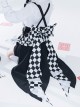 Rabbit Theater Series Checkerboard Edition Ouji Fashion Daily Cute Big Bownot Checkerboard Pattern Single Side Trailing