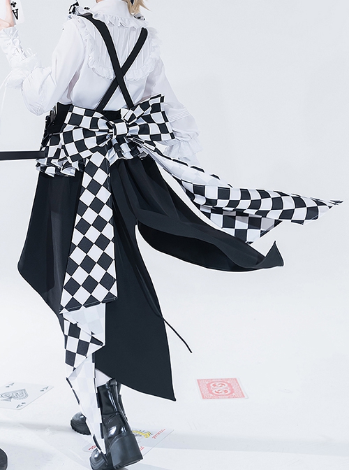 Rabbit Theater Series Checkerboard Edition Ouji Fashion Daily Cute Big Bownot Checkerboard Pattern Single Side Trailing