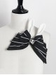 Rabbit Theater Series Checkerboard Edition Daily Lovely Bowknot Rabbit Ear Decoration Ouji Fashion Gray And White Striped Brooch
