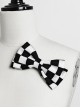 Rabbit Theater Series Checkerboard Edition Ouji Fashion Simple Daily Cute Double Bownot Black White Checkered Brooch