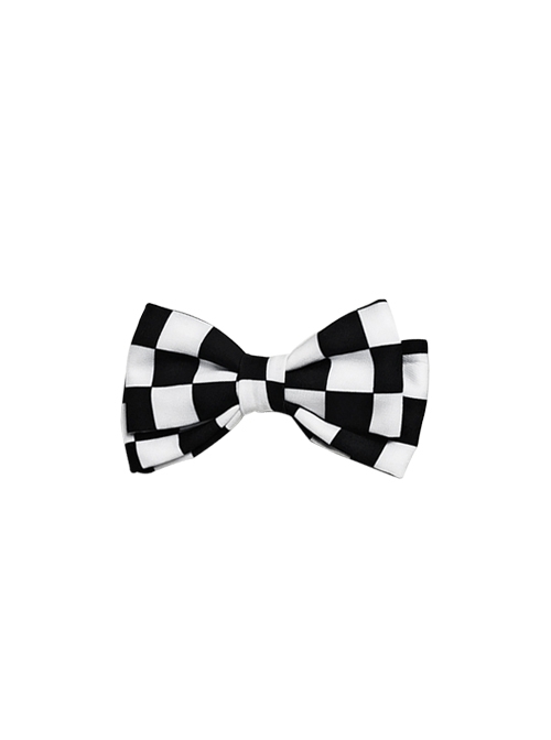 Rabbit Theater Series Checkerboard Edition Ouji Fashion Simple Daily Cute Double Bownot Black White Checkered Brooch