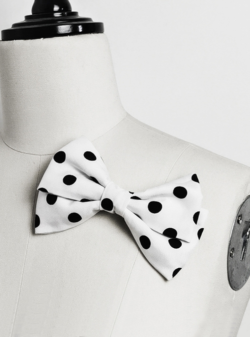 Rabbit Theater Series Checkerboard Edition Simple Daily Cute Black White Polka Dot Ouji Fashion Double Bownot Brooch