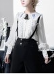 Corroding The Heart Series Gothic Style Ouji Fashion Kawaii Girl Pattern Pearl Button Ruffle Lace White Long Sleeve Shirt