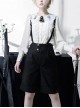 Corroding The Heart Series Gothic Style Simple Metal Button Adjustable Ouji Fashion Black Overalls