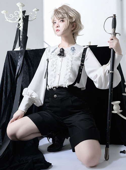 Corroding The Heart Series Gothic Style Simple Metal Button Adjustable Ouji Fashion Black Overalls