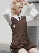 Rabbit Detective Series Spring Summer Classical Retro Button Pendant Decoration Pocket Ouji Fashion Brown Vest